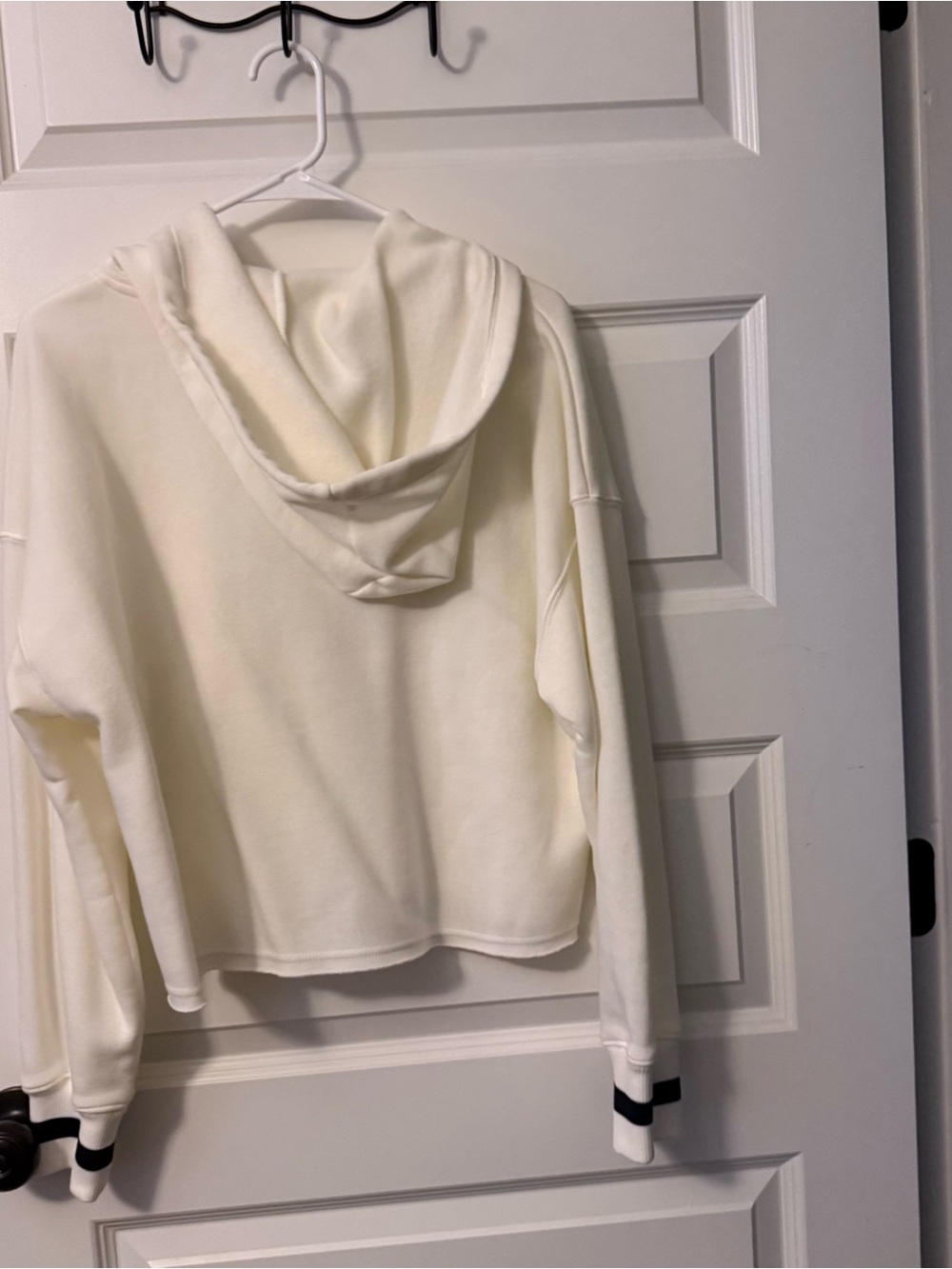 Hippie Rose Cream Hooded Cropped Pullover with Contrast Cuffs